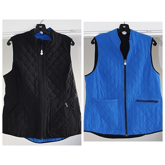 Black Noir Reversible Full ZIp Quilted Vest - Picture 1 of 9